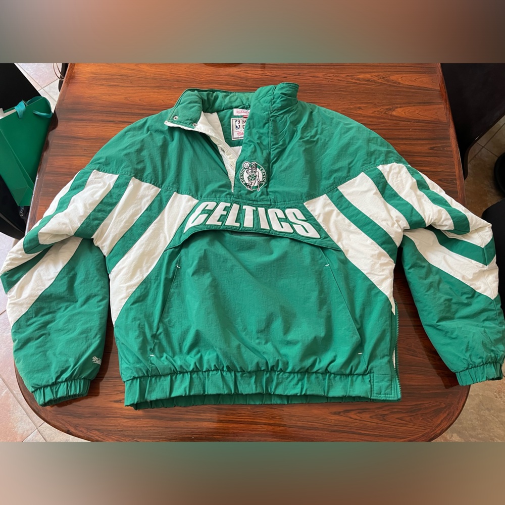 Vintage Mitchell & Ness NBA Boston Celtics Bomber Jacket Crew Neck Pullover